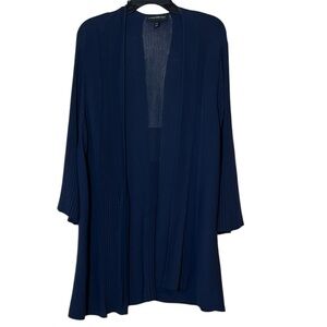 Lane Bryant Navy Blue Open Front Cardigan 18/20 Bell Sleeves Pleated Drape